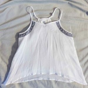 White boho embroidery tank